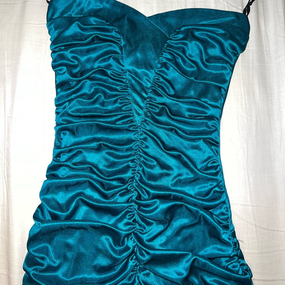 Satin Ruched Dress - Picture 2 of 6